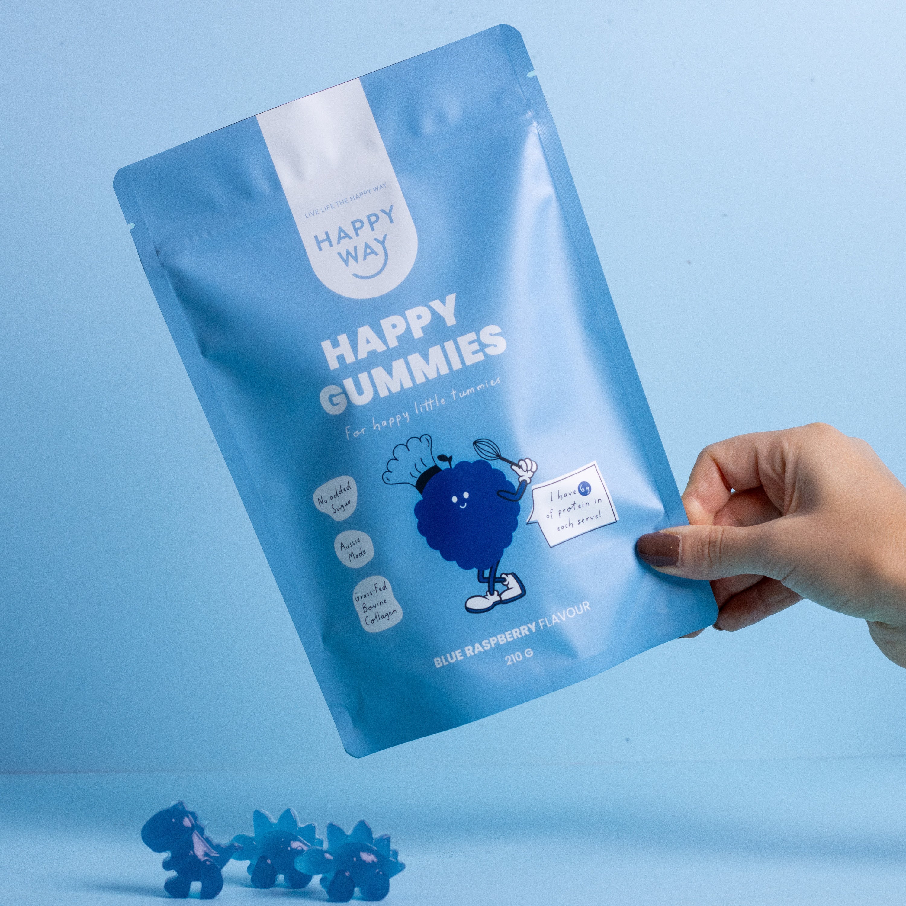 Blue Raspberry Flavour Happy Gummies Mix 210g - Image 3