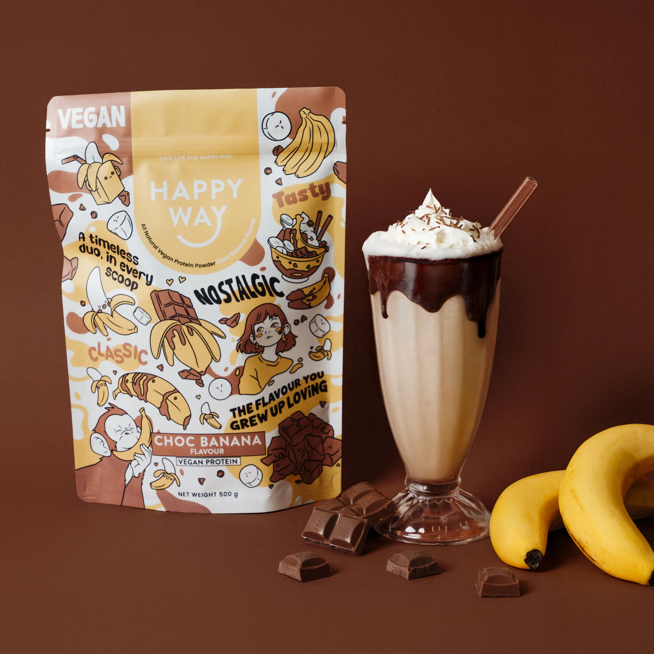 Choc Banana Vegan Protein Powder 500g - Image 3