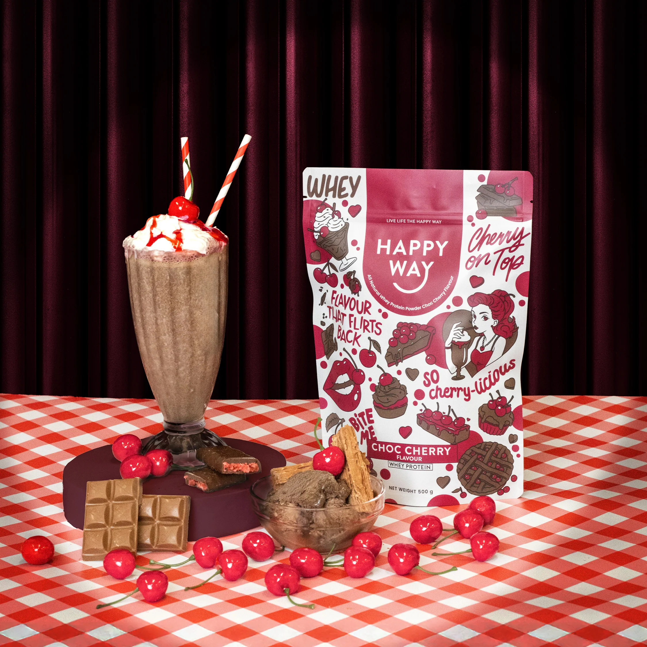 Choc Cherry Whey Protein Powder 500g - Image 3