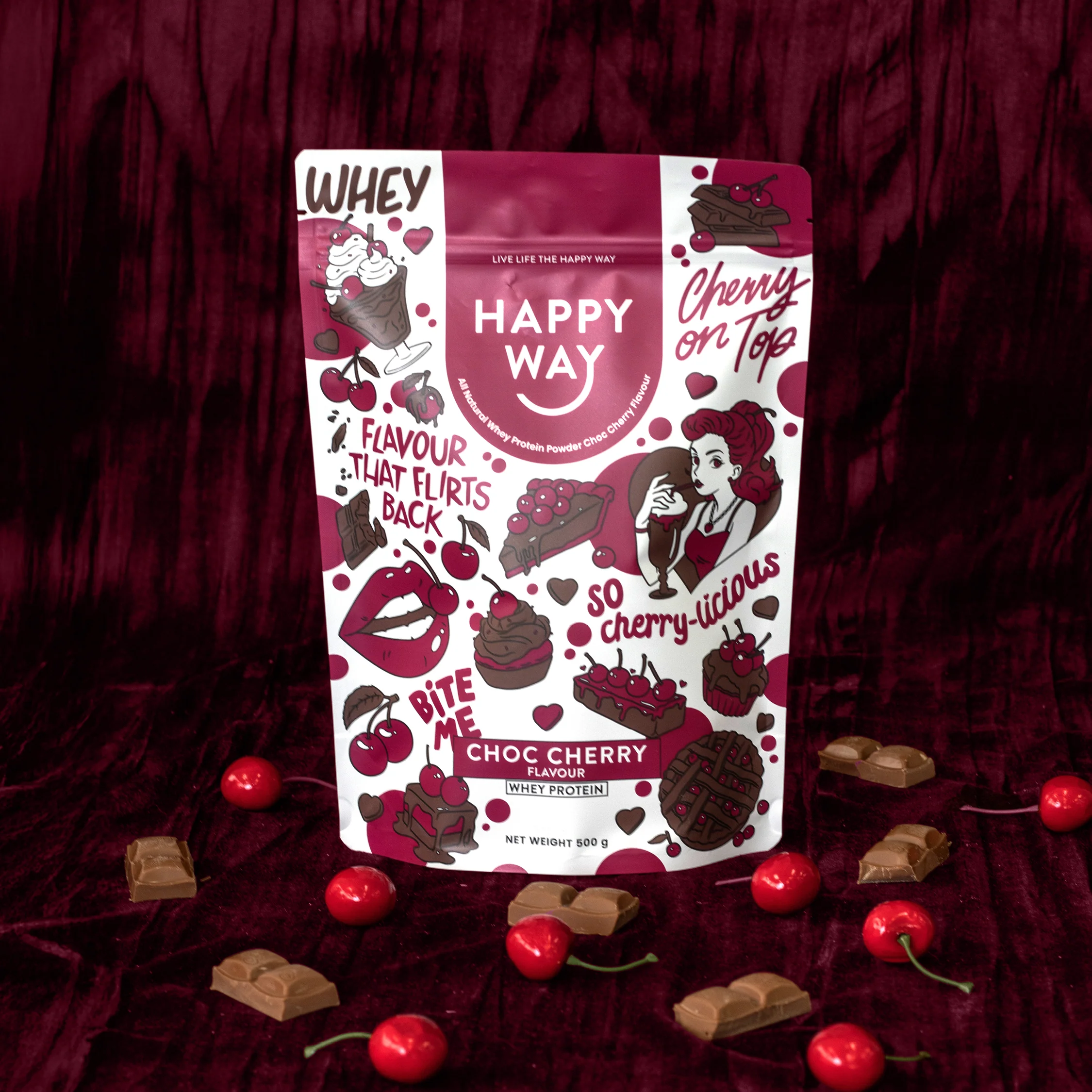 Choc Cherry Whey Protein Powder 500g - Image 5
