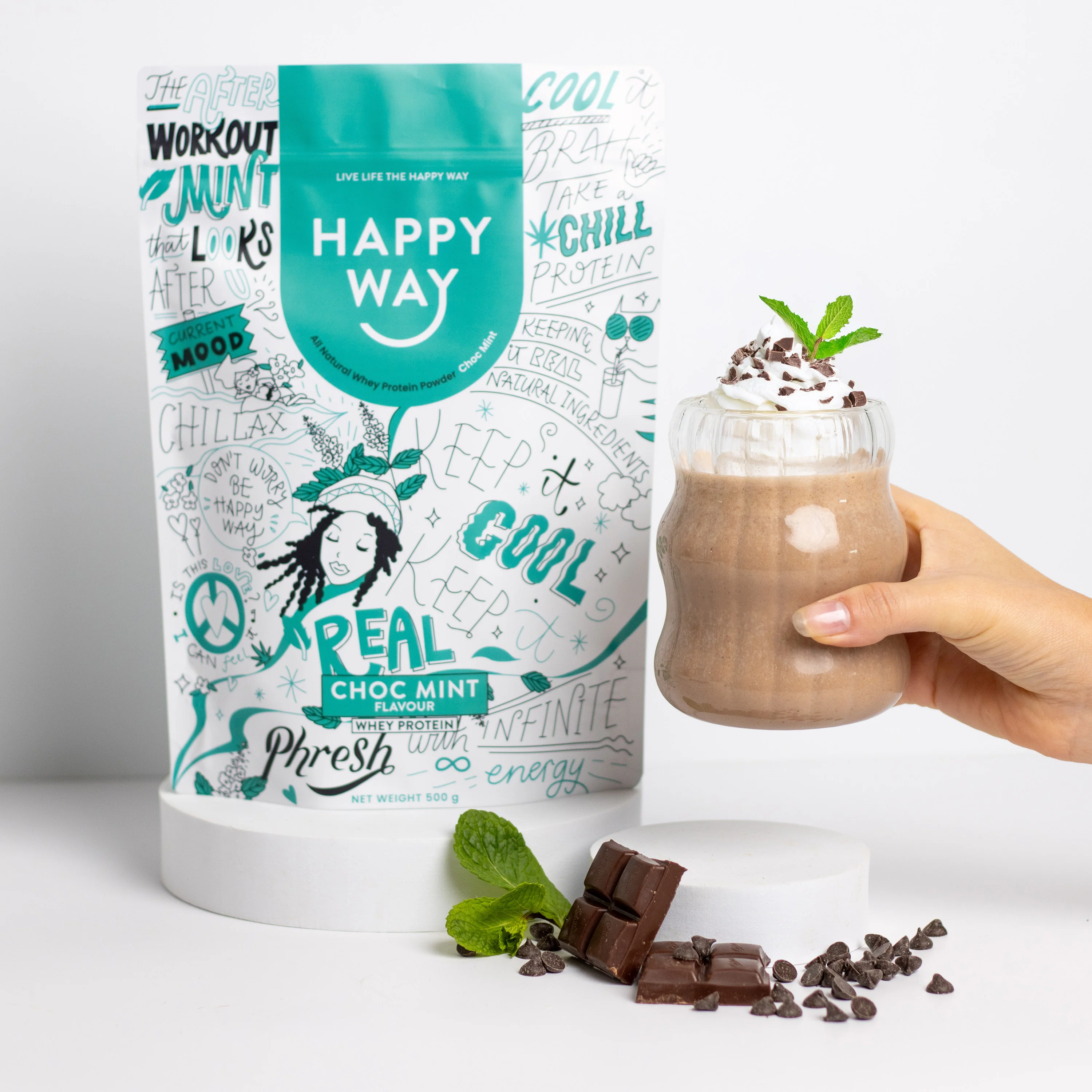 Choc Mint Whey Protein Powder 500g - Image 4