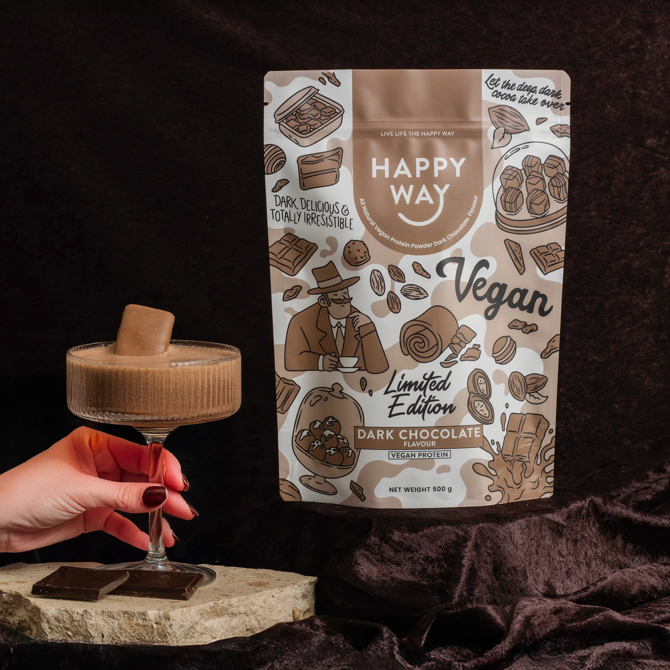 Dark Chocolate Vegan Protein Powder 500g - Image 4