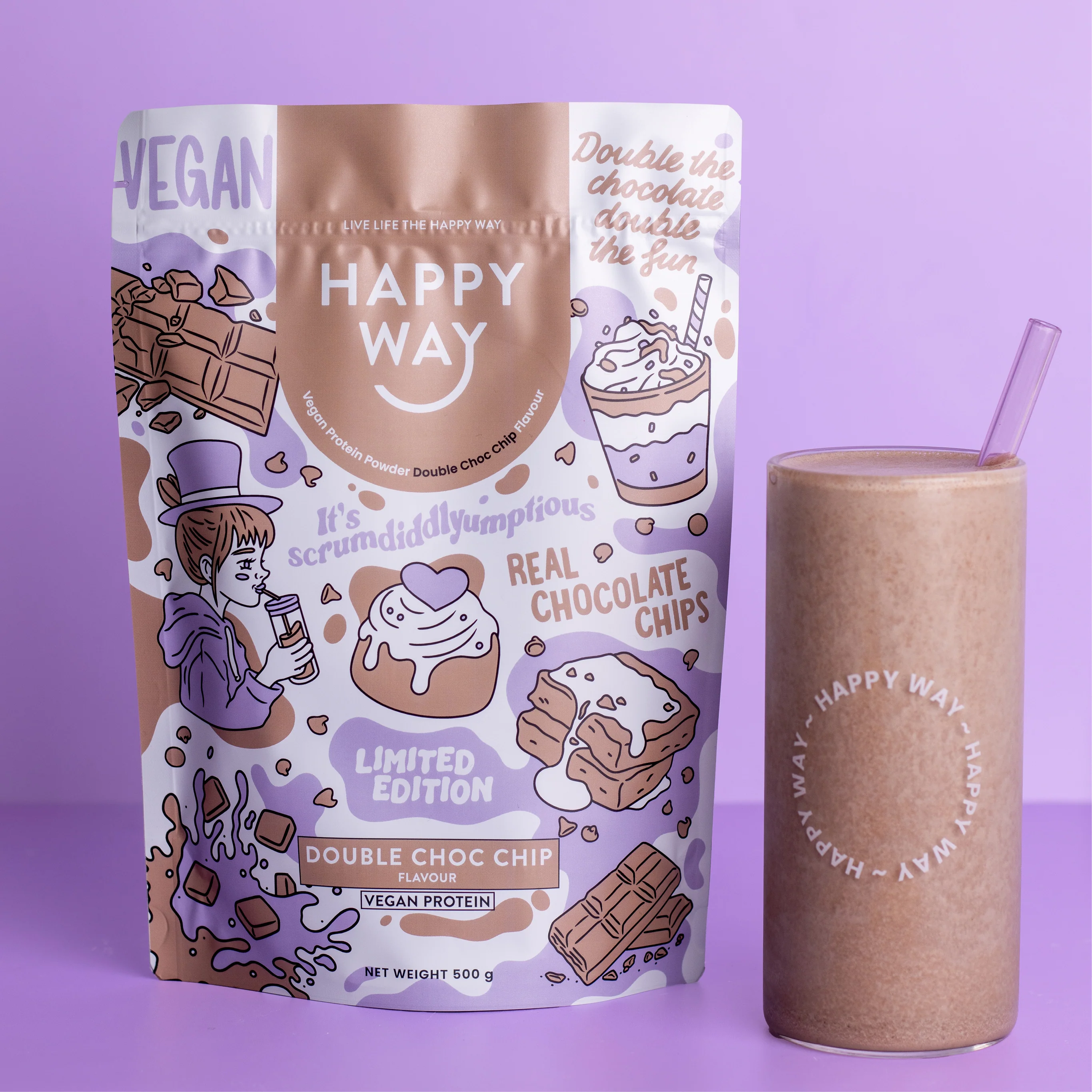 Double Choc Chip Vegan Protein Powder 500g - Image 5