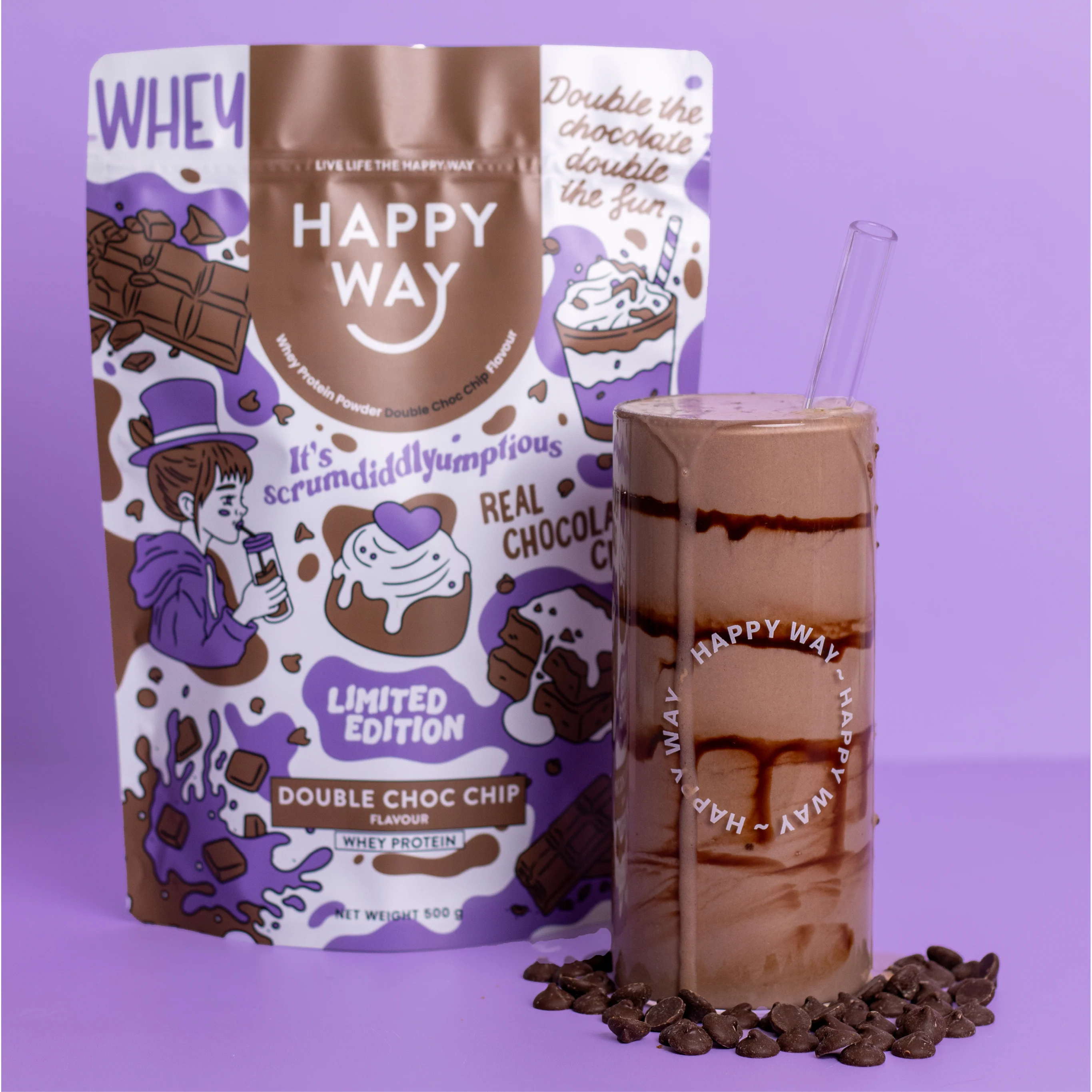Double Choc Chip Whey Protein Powder 500g - Image 6