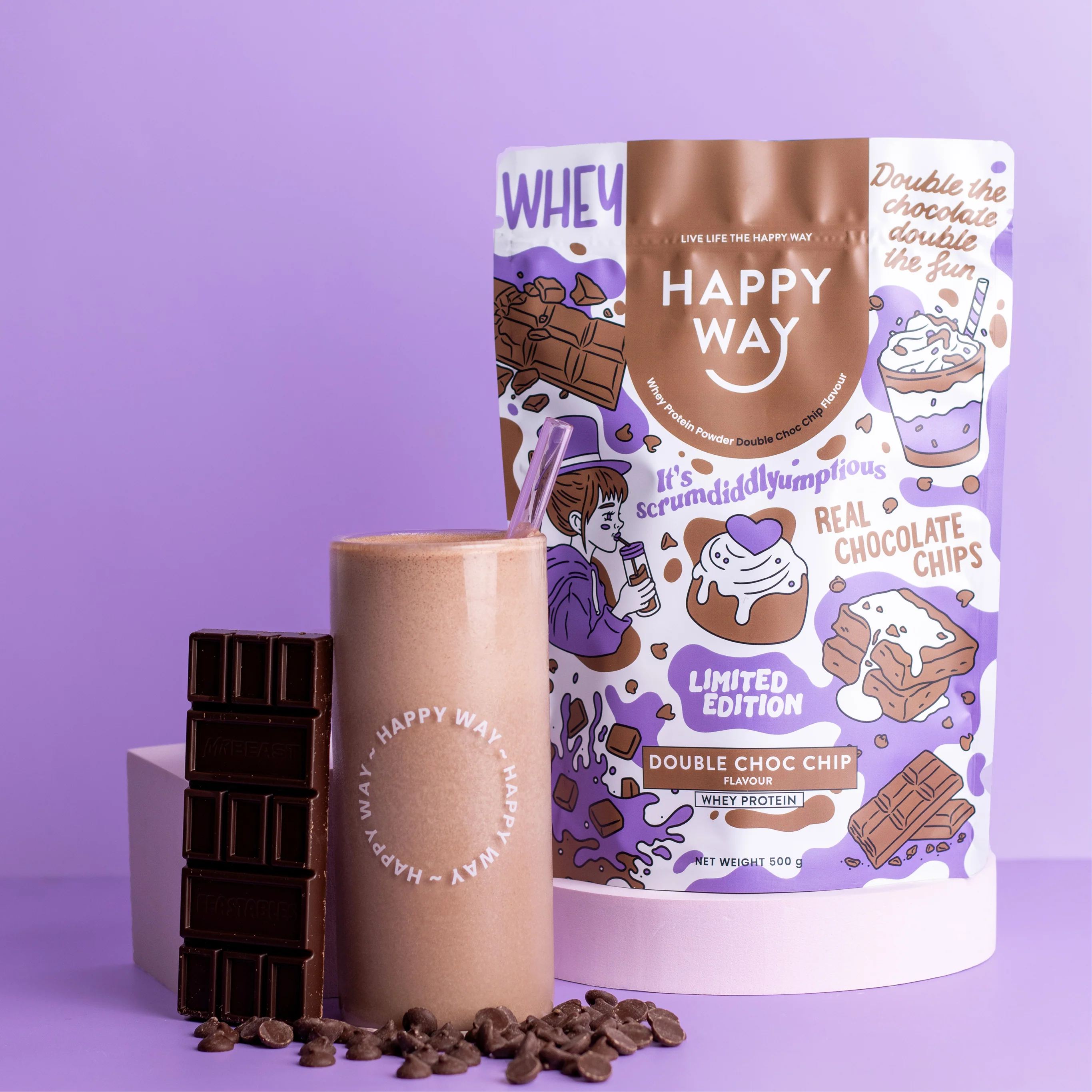 Double Choc Chip Whey Protein Powder 500g - Image 7