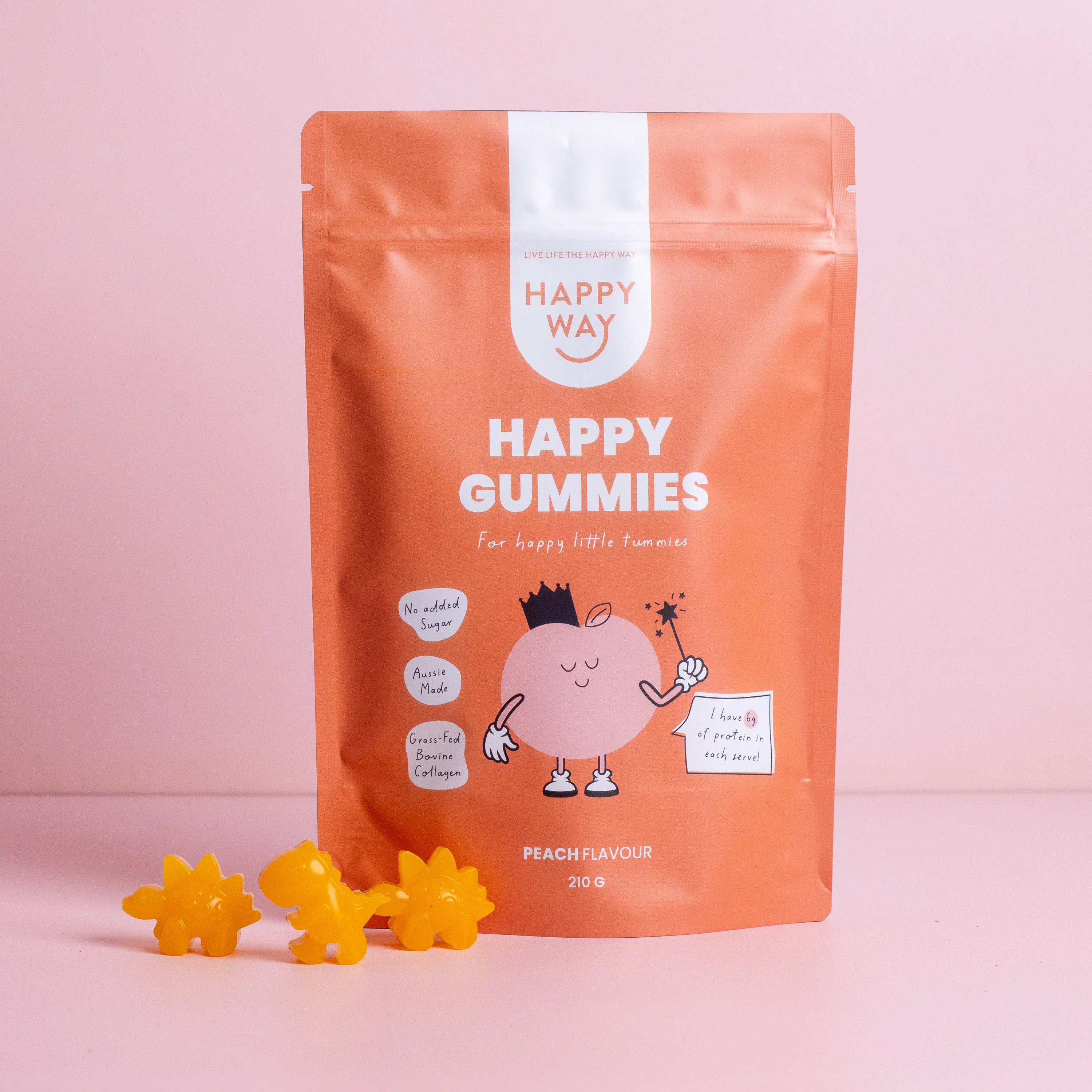 Peach Flavour Happy Gummies Mix 210g - Image 3