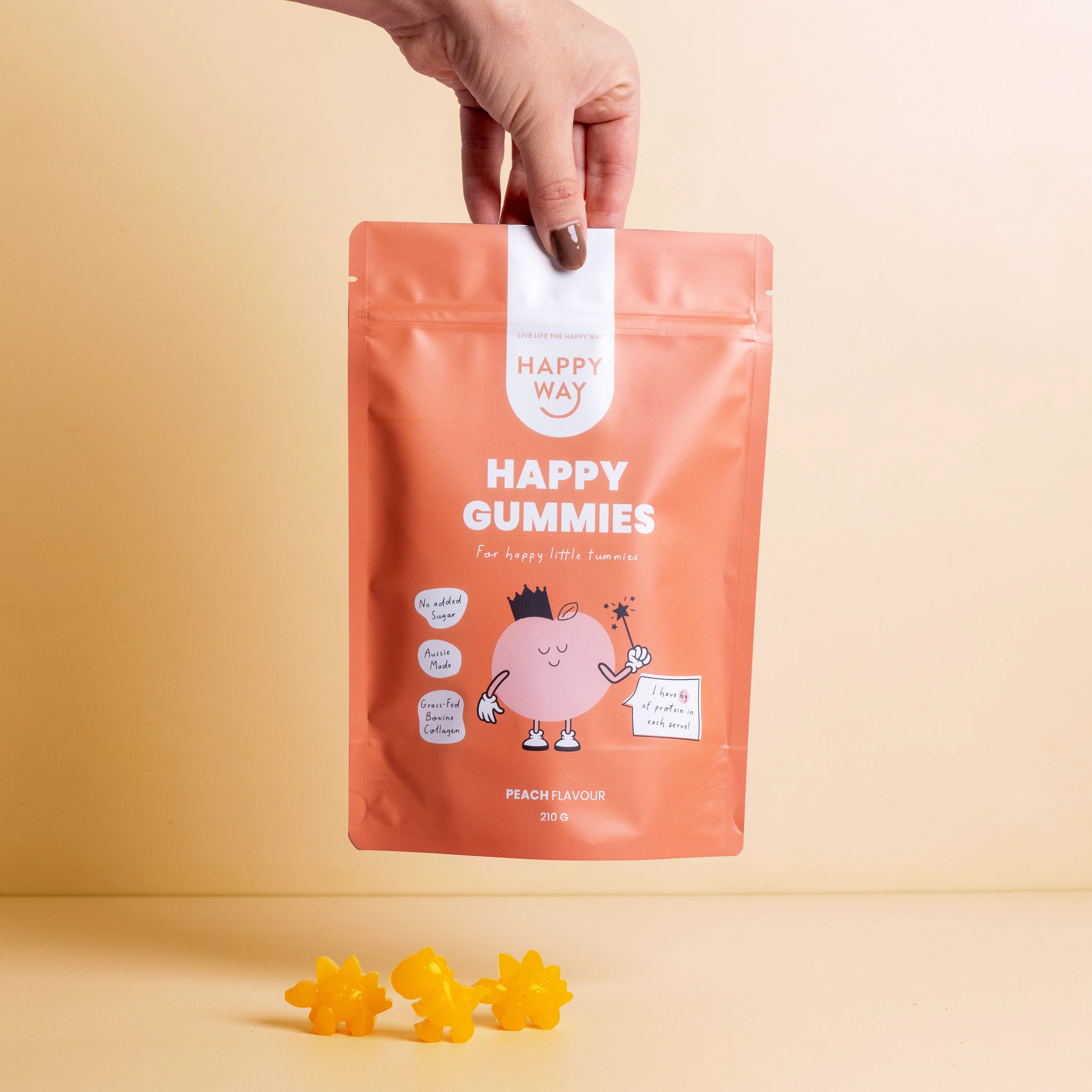Peach Flavour Happy Gummies Mix 210g - Image 5