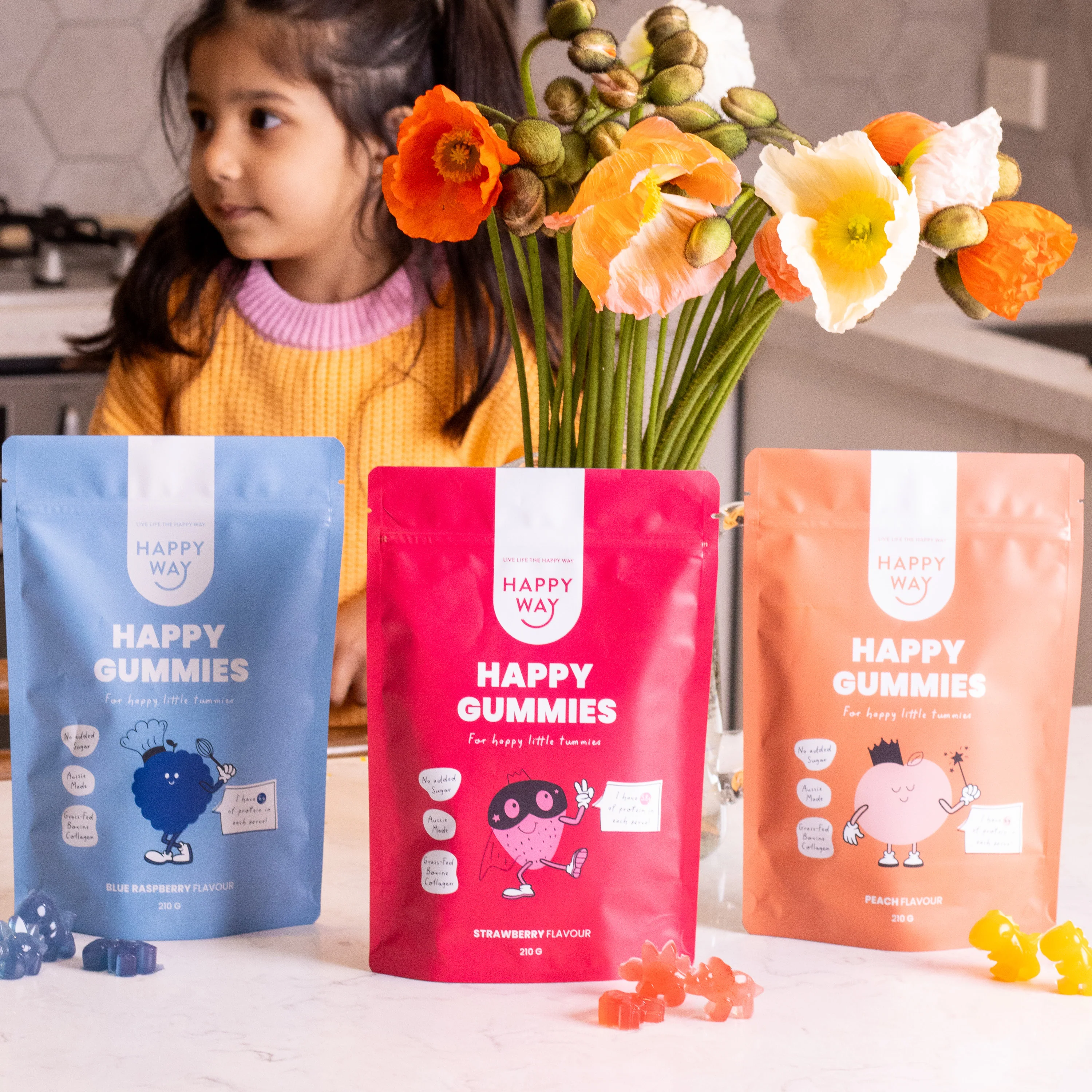 Peach Flavour Happy Gummies Mix 210g - Image 6