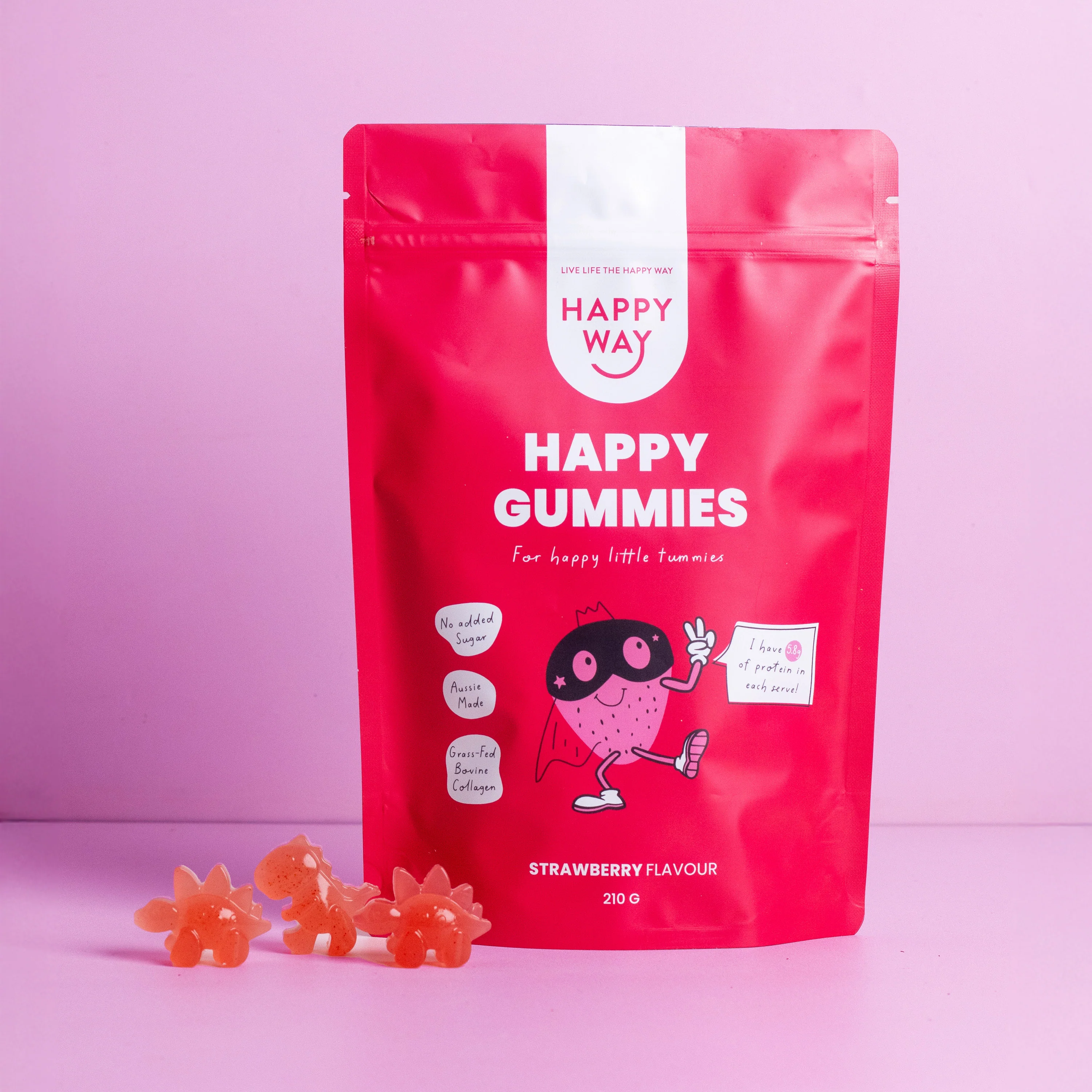 Strawberry Flavour Happy Gummies Mix 210g - Image 3