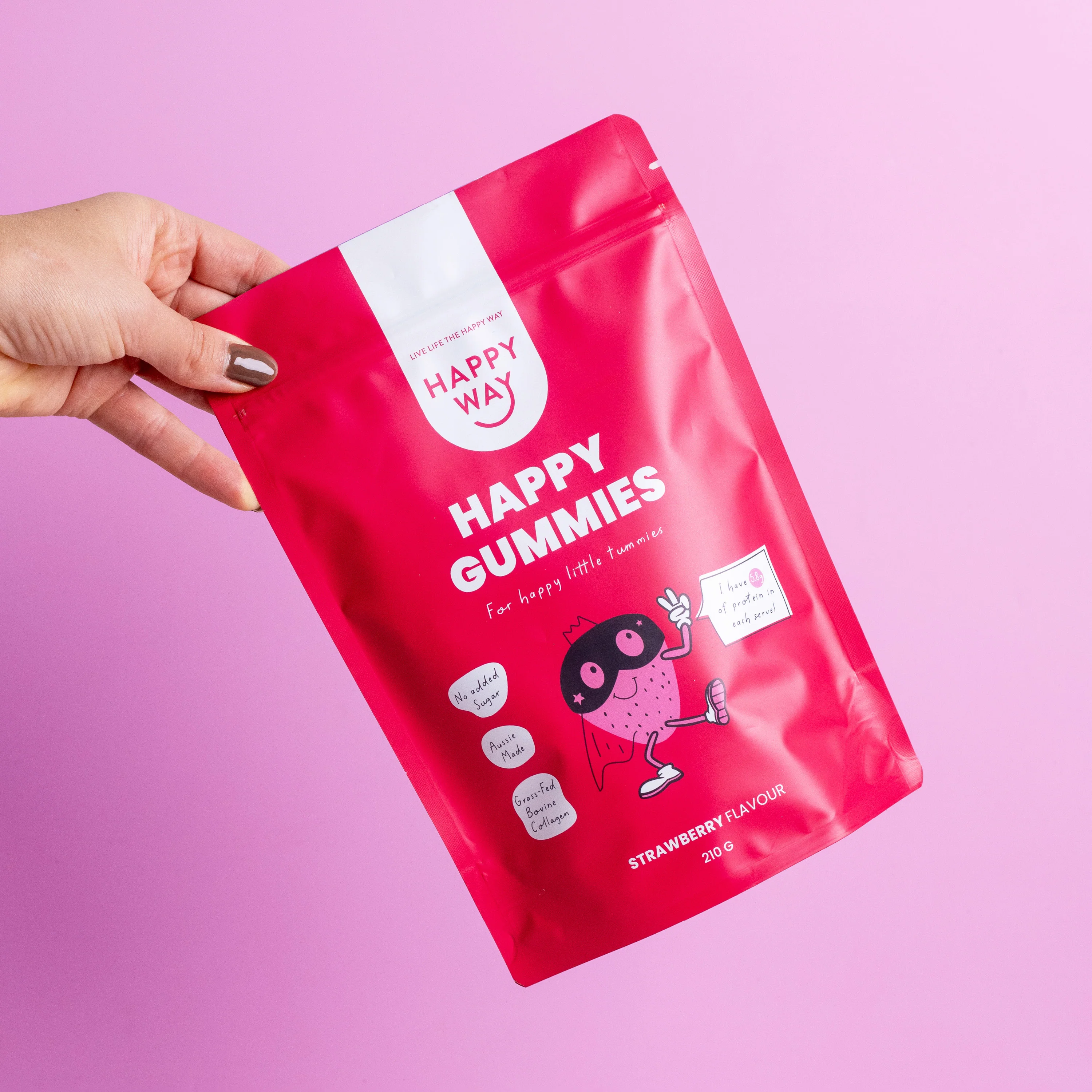 Strawberry Flavour Happy Gummies Mix 210g - Image 4