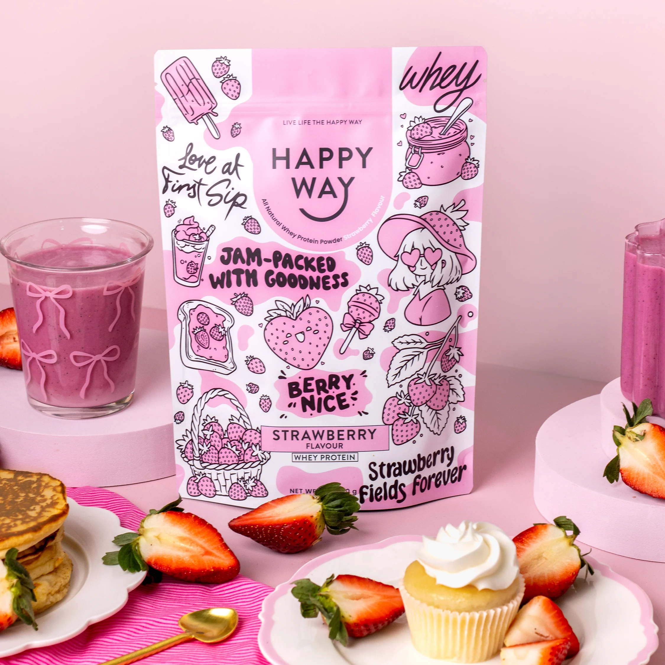 Strawberry Whey Protein Powder 500g - Image 4