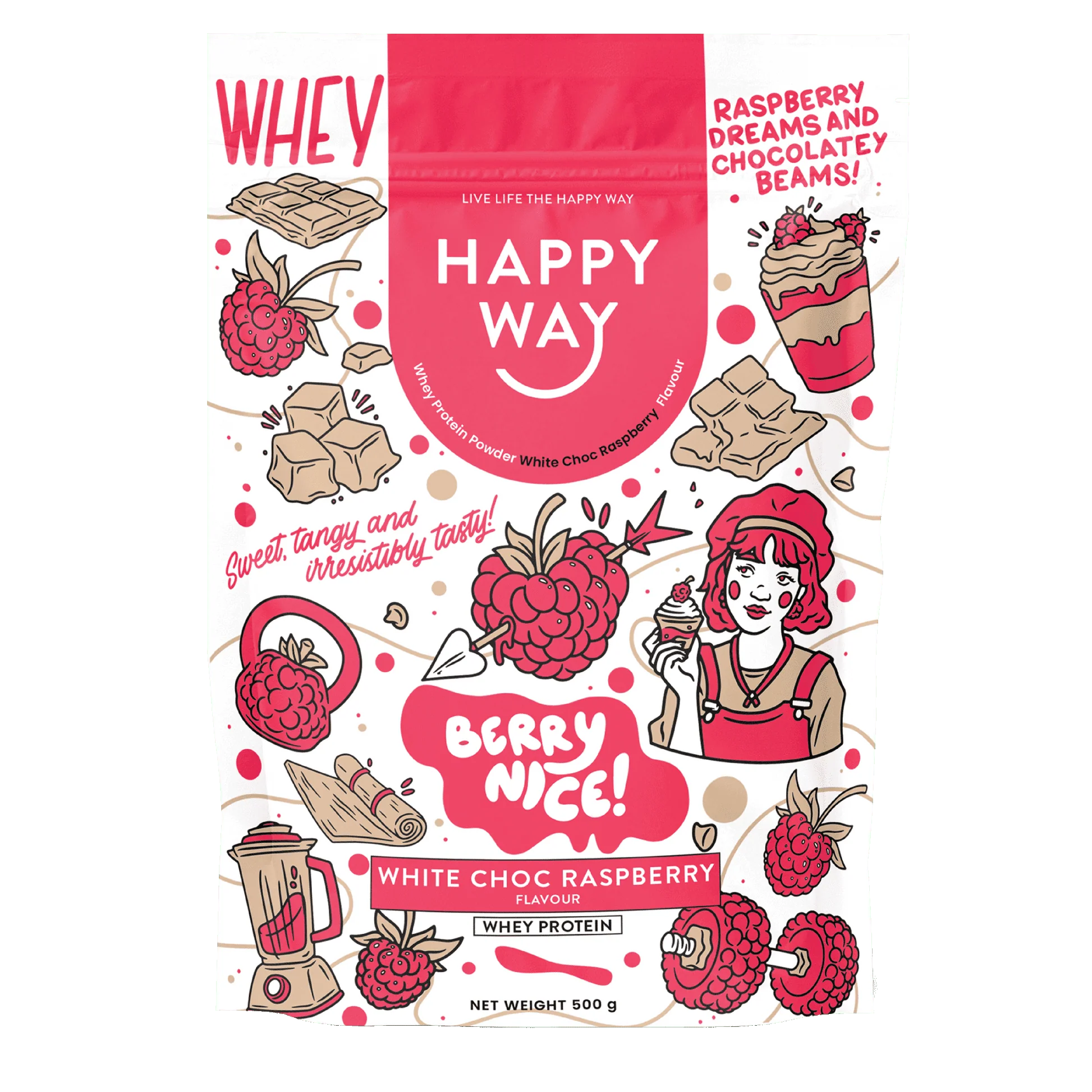 White Chocolate Raspberry Whey Protein Powder 500g