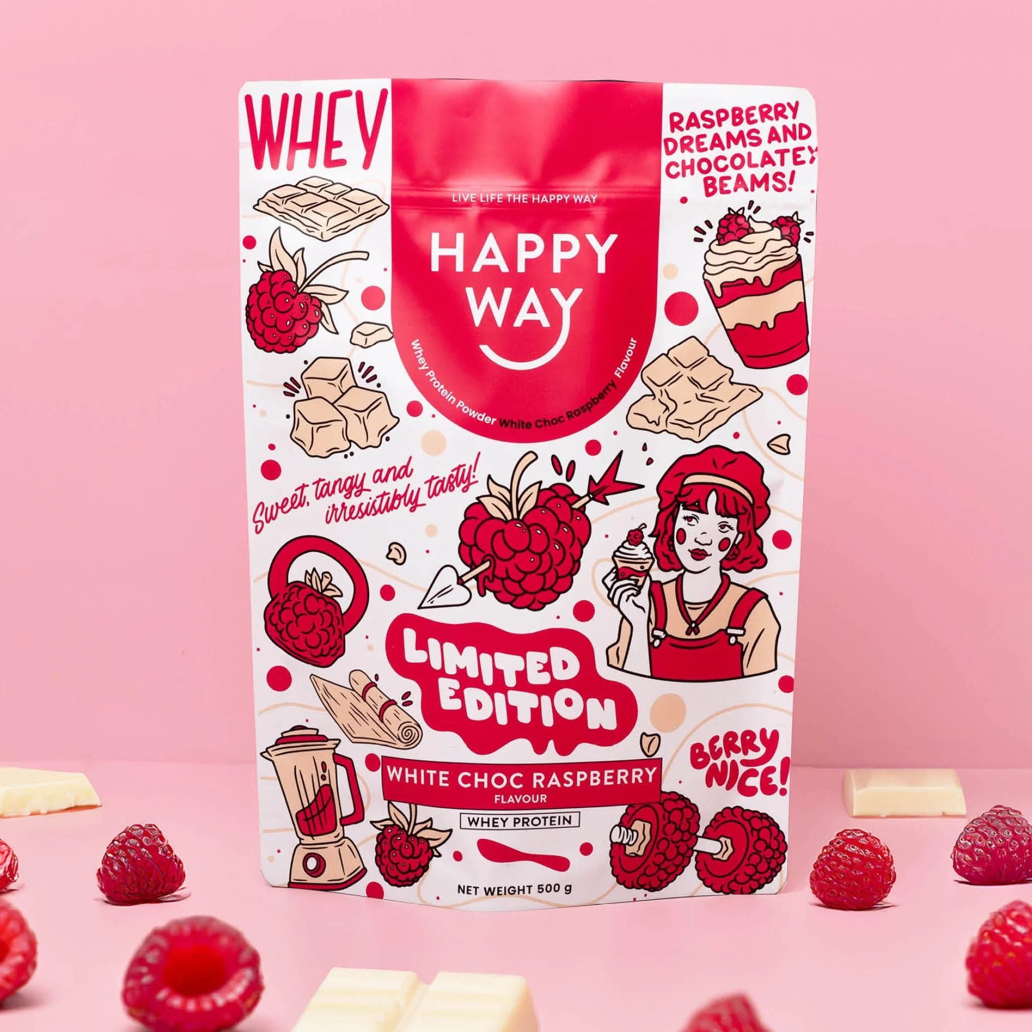 White Chocolate Raspberry Whey Protein Powder 500g - Image 3